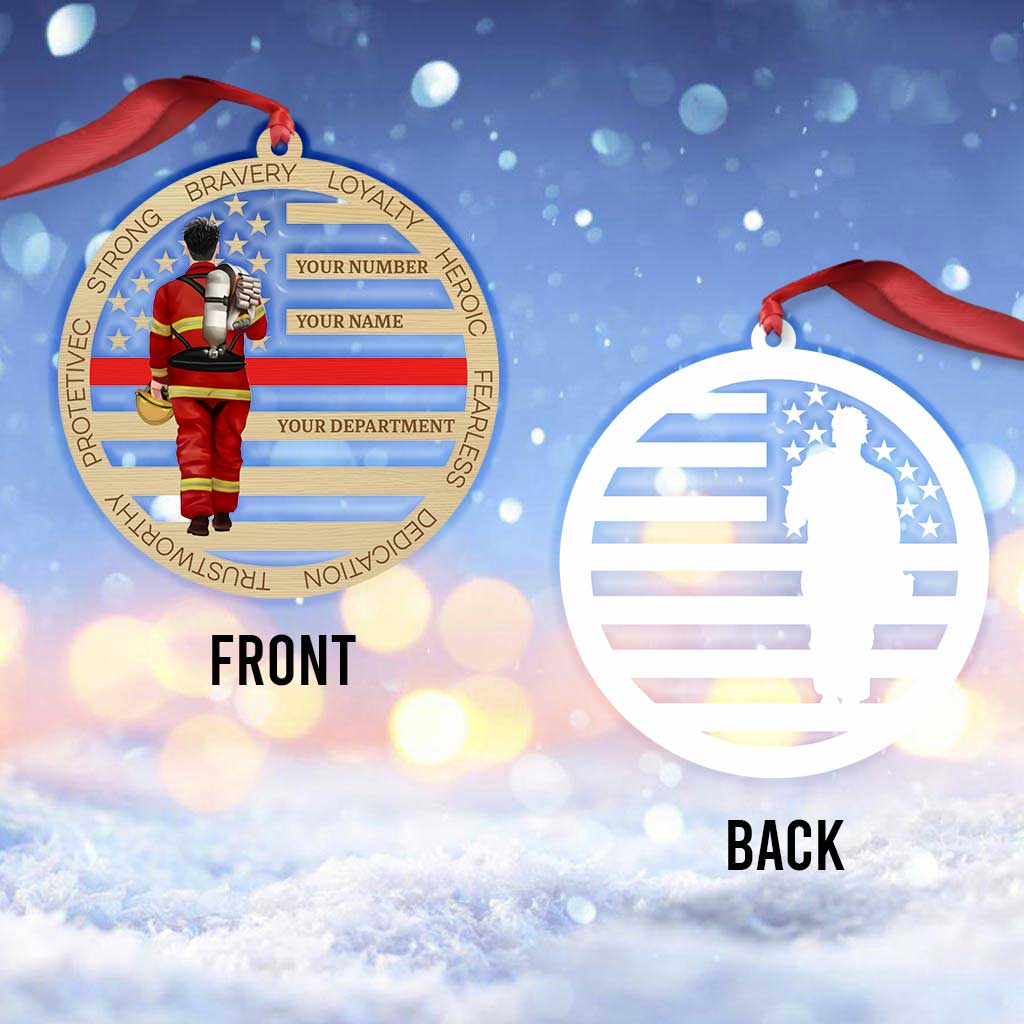 Firefighter - Personalized Christmas Firefighter Transparent Ornament