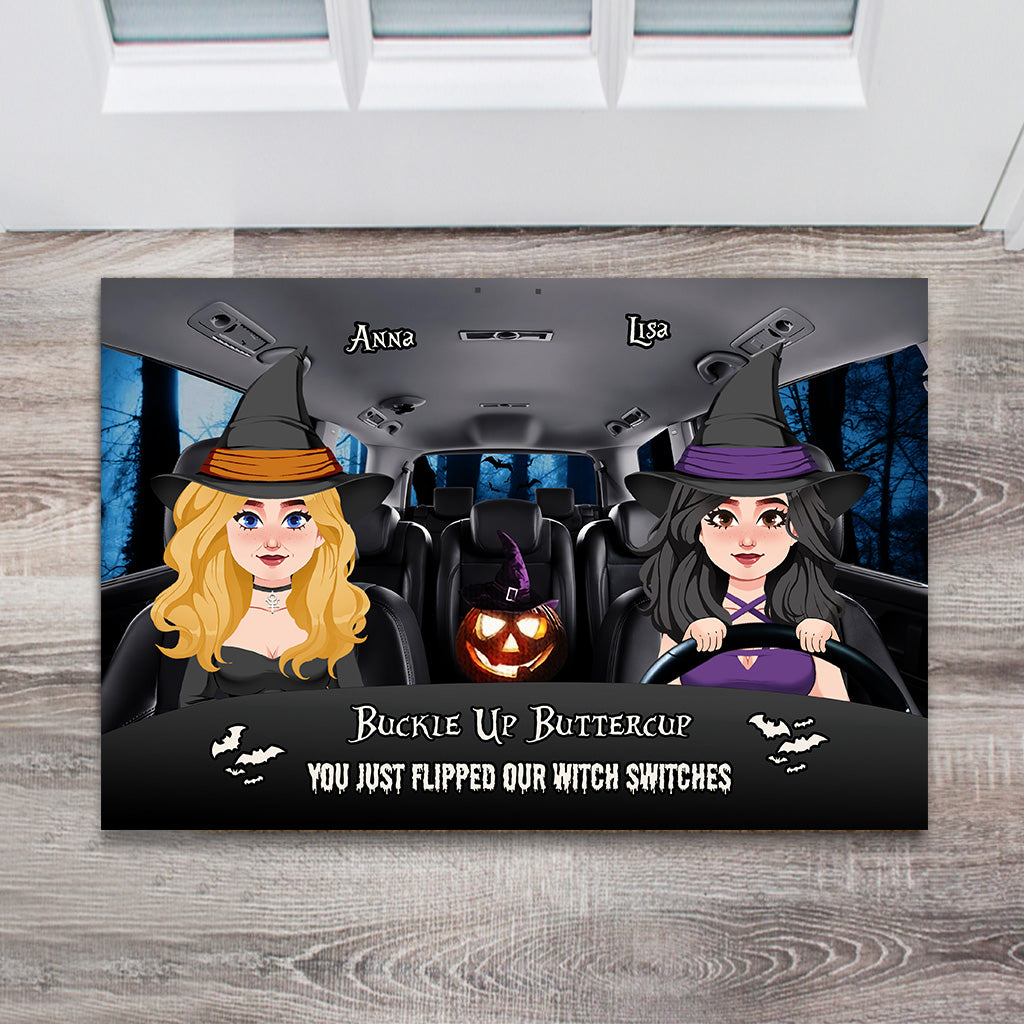 Buckle Up Buttercup - Personalized Witch Doormat