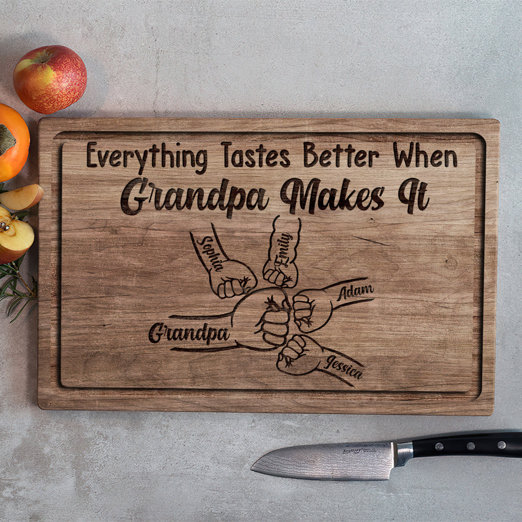Alles schmeckt besser, wenn Opa es zubereitet – personalisiertes Opa-Schneidebrett