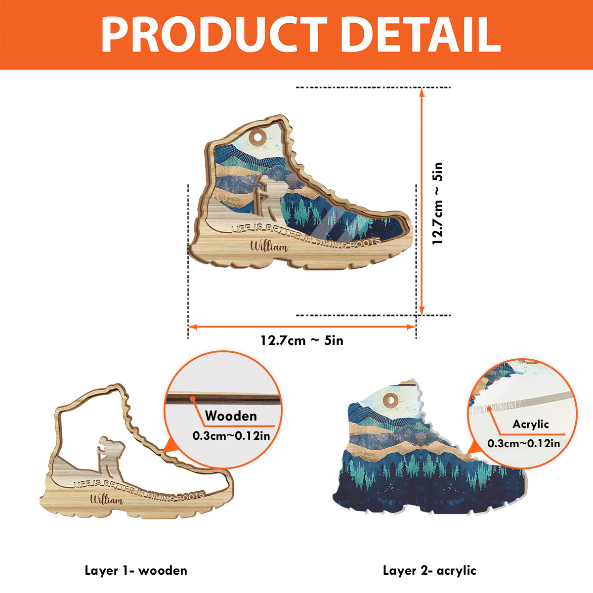 Das Leben ist schöner in Wanderschuhen – personalisierter Wander-Sonnenfänger