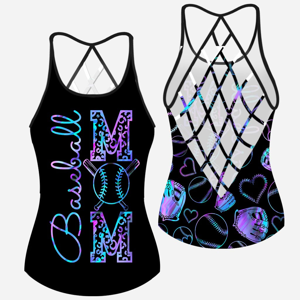 Baseball Mom Hologramm Baseball Kreuz Tanktop