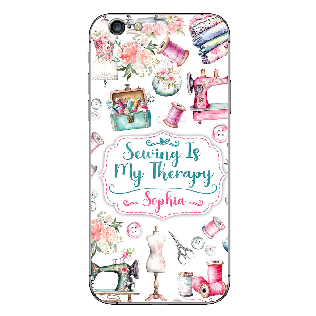 Nähen ist meine Therapie – Personalisierte Handyhülle zum Thema Nähen