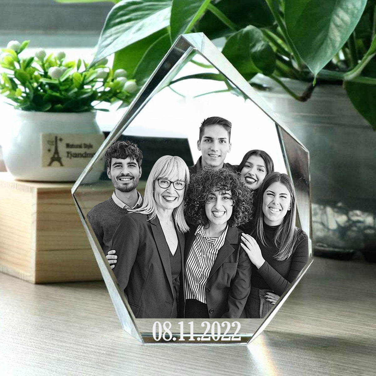 Bestes Team aller Zeiten – Geschenk für Kollegen – Personalisierte 3D-Kristalllampe in Eisbergform mit Lasergravur