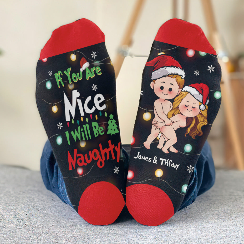 Wenn du lieb bist, bin ich unartig – Geschenk für Ehemann, Ehefrau, Freund, Freundin – Personalisierte Socken