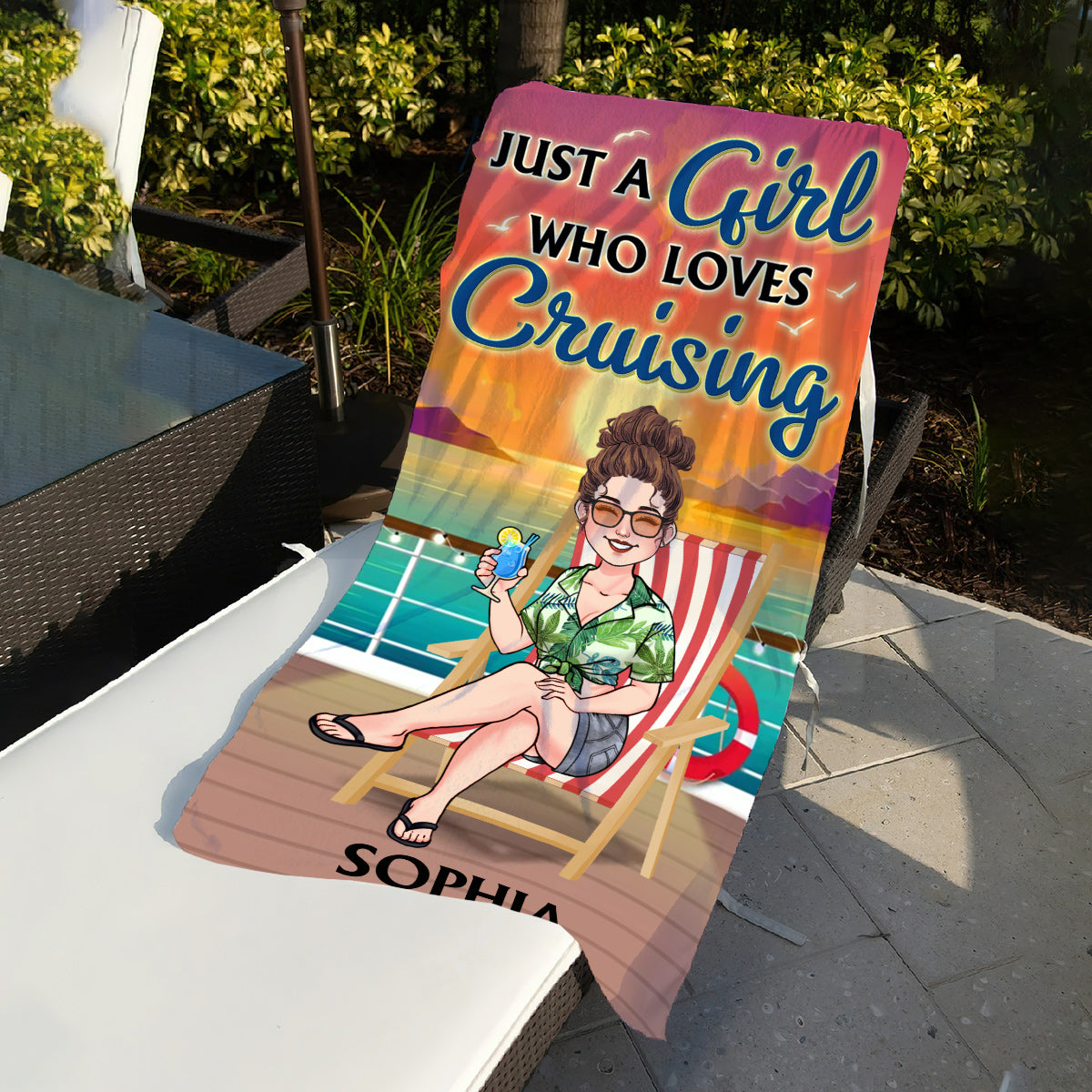 Das Leben ist schöner auf einer Kreuzfahrt – personalisiertes Kreuzfahrt-Strandtuch