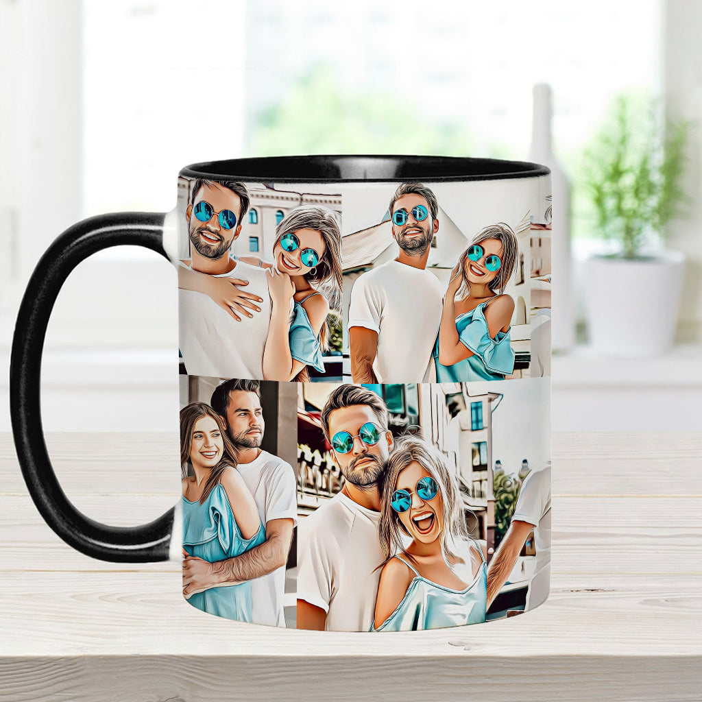 Cartoon-Fotocollage – Geschenk für Freund, Freundin, Ehefrau, Ehemann – Personalisierte Tasse