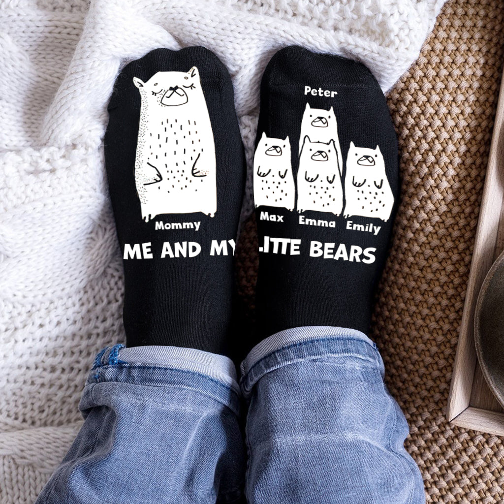 Ich und meine kleinen Bären – Geschenk für Papa, Oma, Opa, Mama, Onkel, Tante – Personalisierte Socken