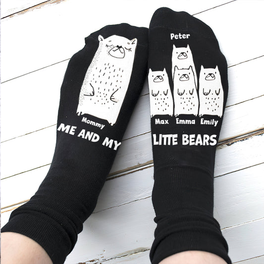 Ich und meine kleinen Bären – Geschenk für Papa, Oma, Opa, Mama, Onkel, Tante – Personalisierte Socken
