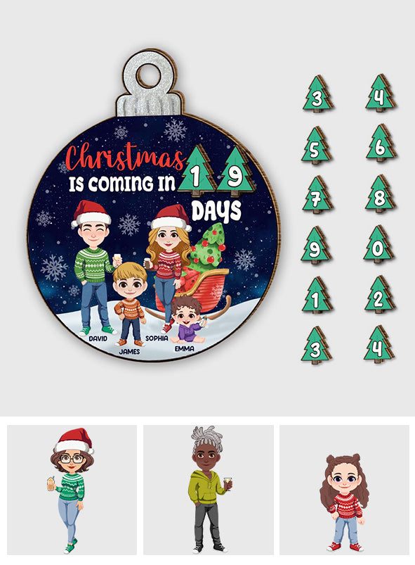 Weihnachten naht – Personalisiertes, austauschbares Saison-Holzschild für die ganze Familie