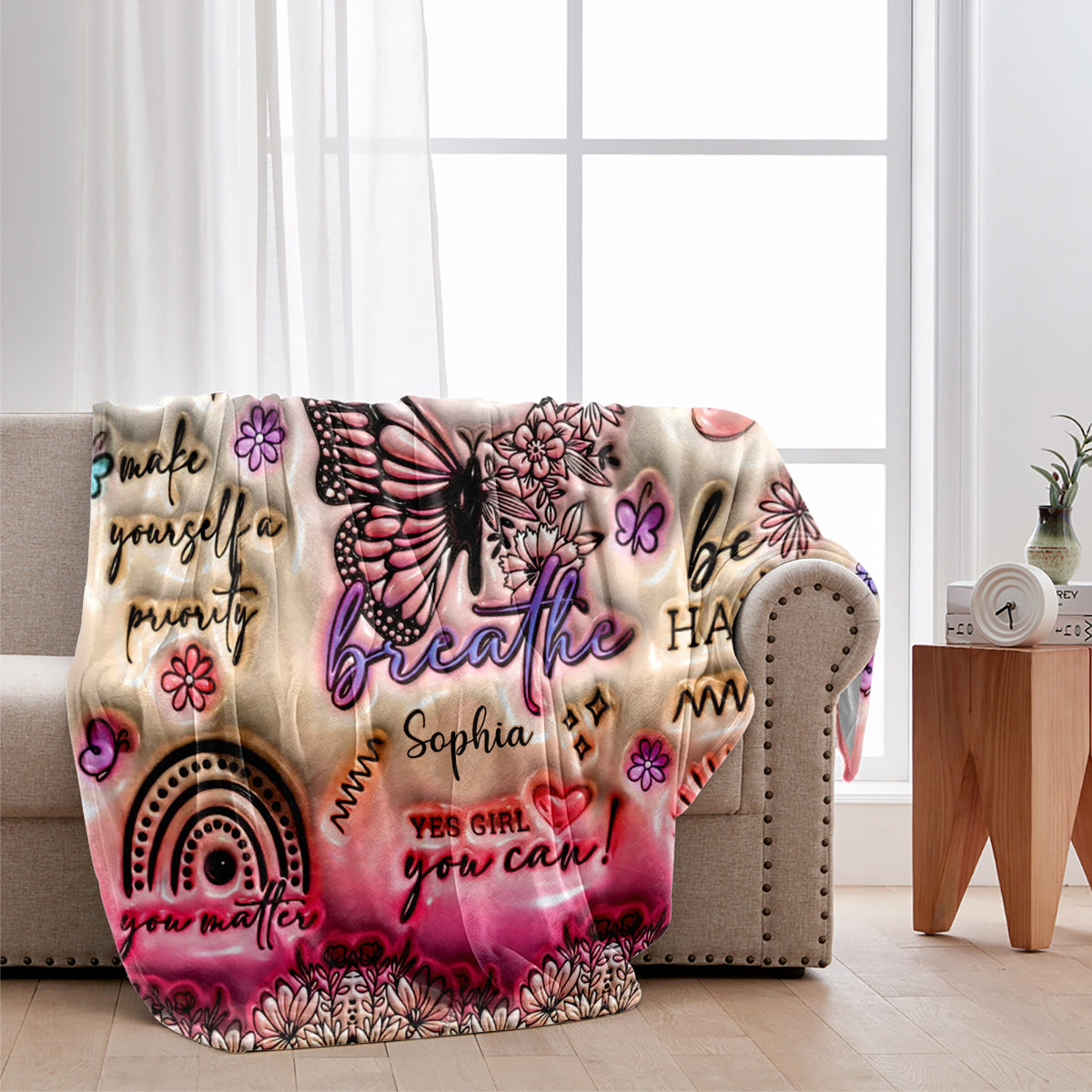 Positive Affirmationen Schmetterling - Personalisierte Schmetterlingsdecke