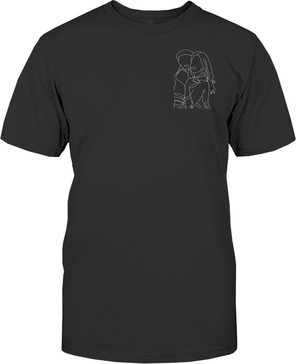Individuelle Linienzeichnung – Personalisiertes, besticktes Mutter-T-Shirt