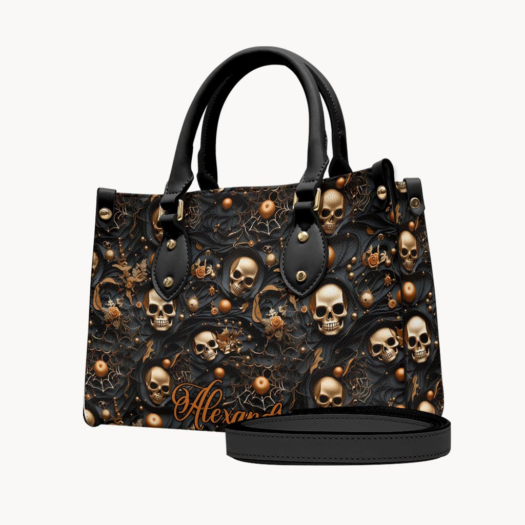 Goldener Totenkopf – Personalisierte Totenkopf-Lederhandtasche