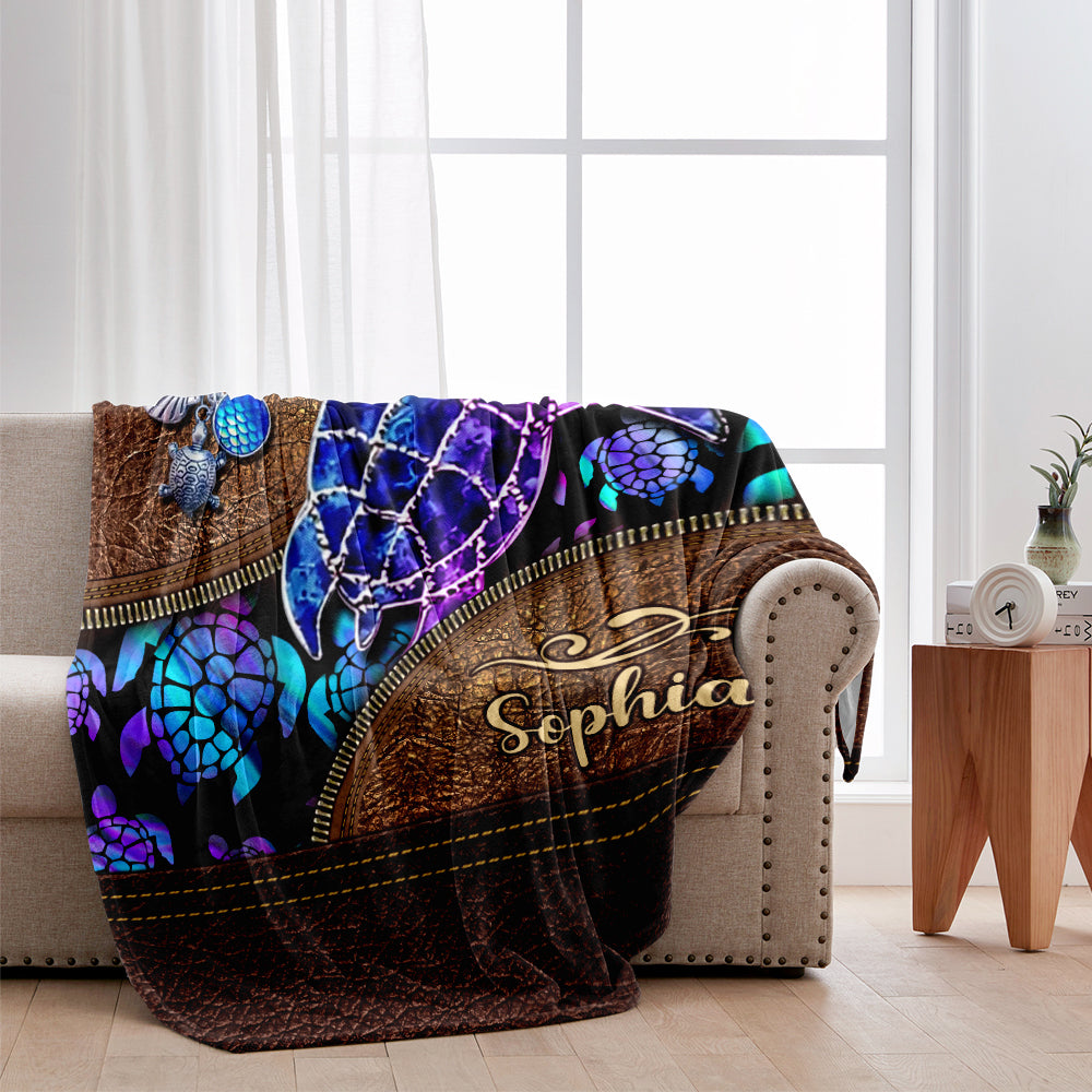 Salty Lil' Beach - Personalized Turtle Blanket