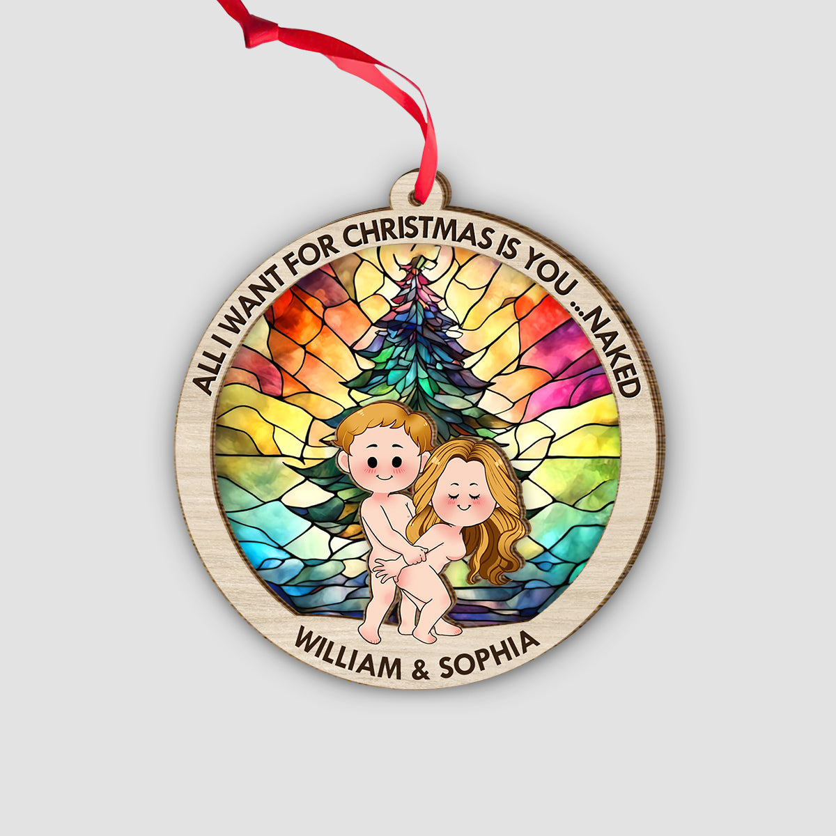 Alles, was ich mir zu Weihnachten wünsche, bist du – Geschenk für Ehemann, Freund, Freundin – Personalisierter zweilagiger Weihnachtsschmuck