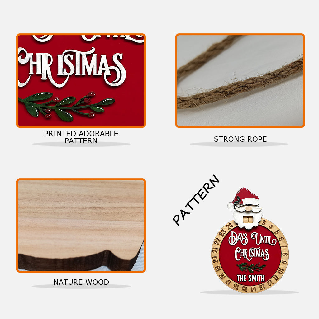 Tage bis Weihnachten – Personalisiertes Holzschild mit Countdown für die ganze Familie (1 Tag)