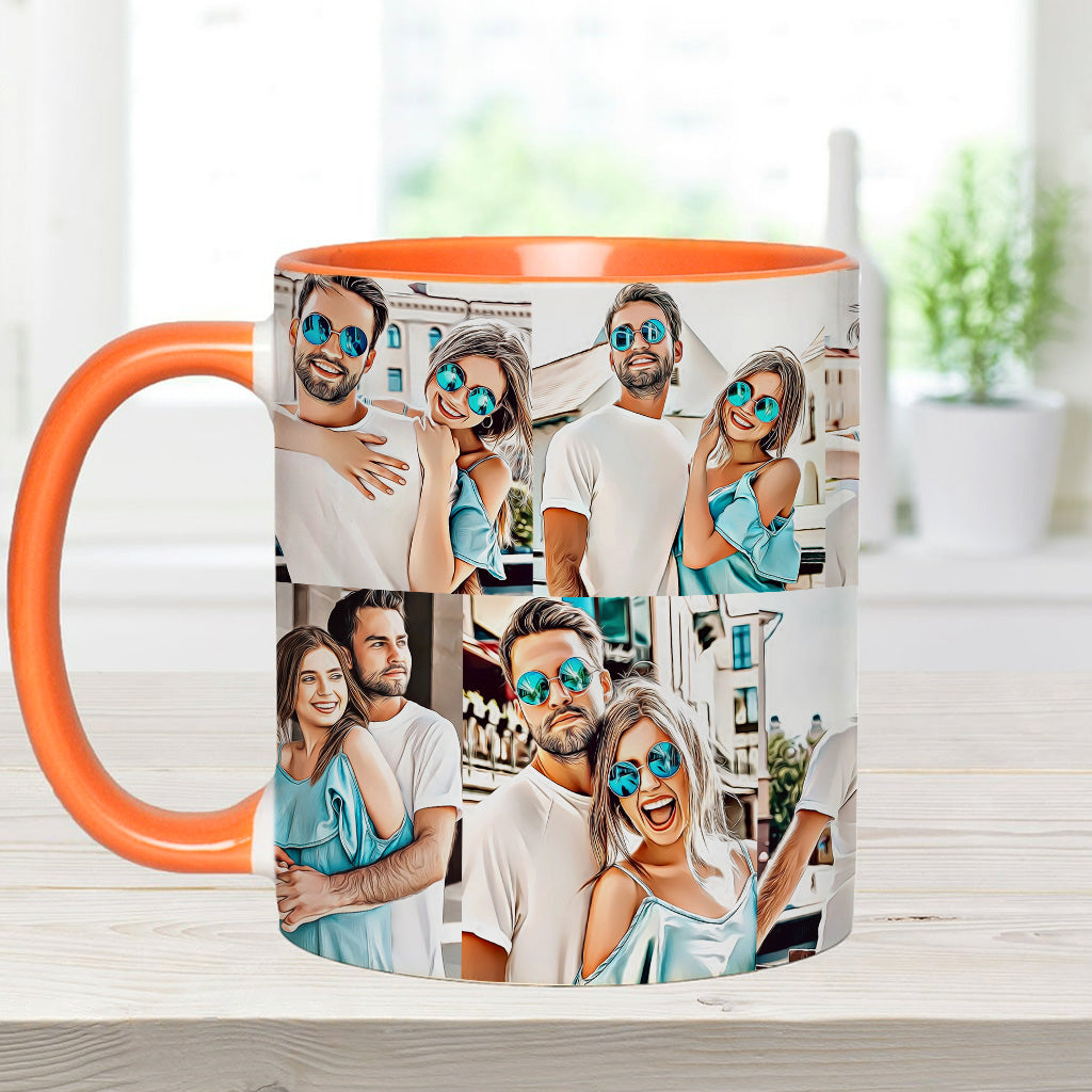 Cartoon-Fotocollage – Geschenk für Freund, Freundin, Ehefrau, Ehemann – Personalisierte Tasse