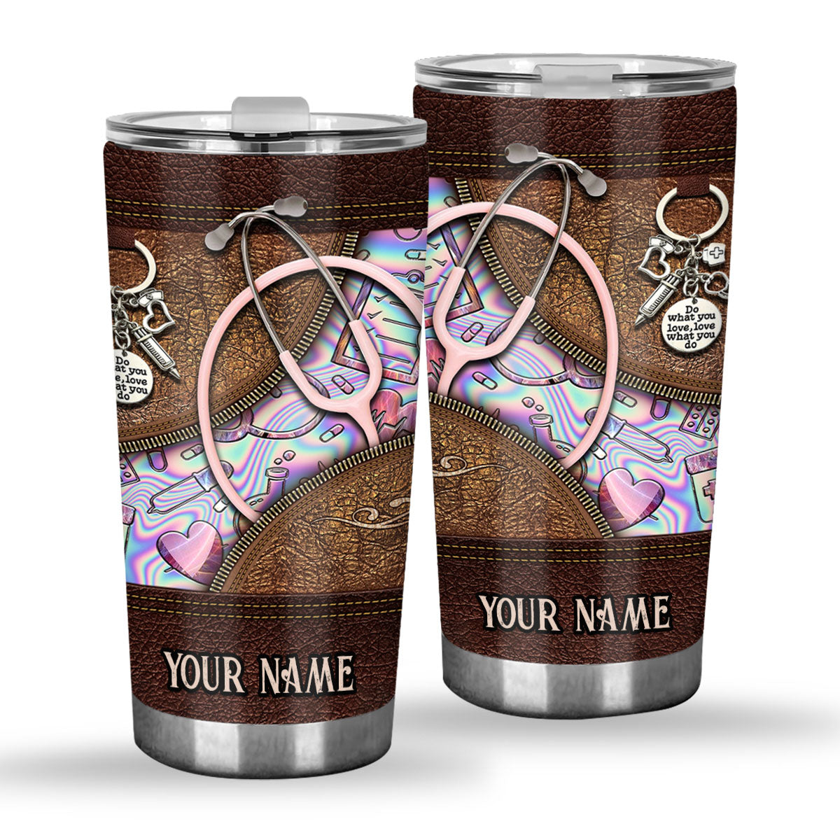 Rosa Stethoskop - Personalisierter Krankenschwester-Trinkbecher