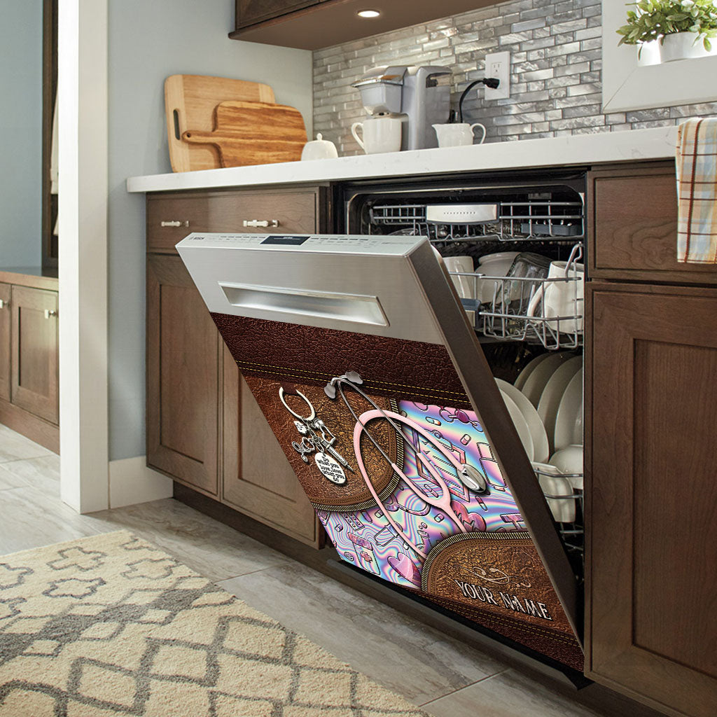 Rosa Stethoskop - Personalisierter Geschirrspülerbezug für Krankenschwestern