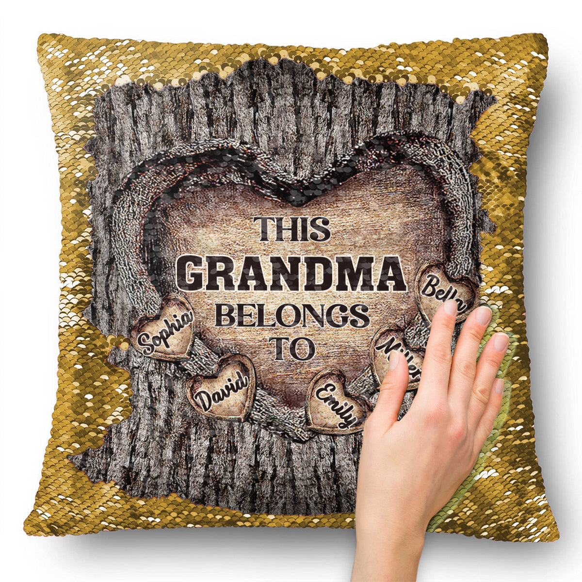 Dieses Geschenk für Oma - Personalisierter Pailletten-Kissenbezug