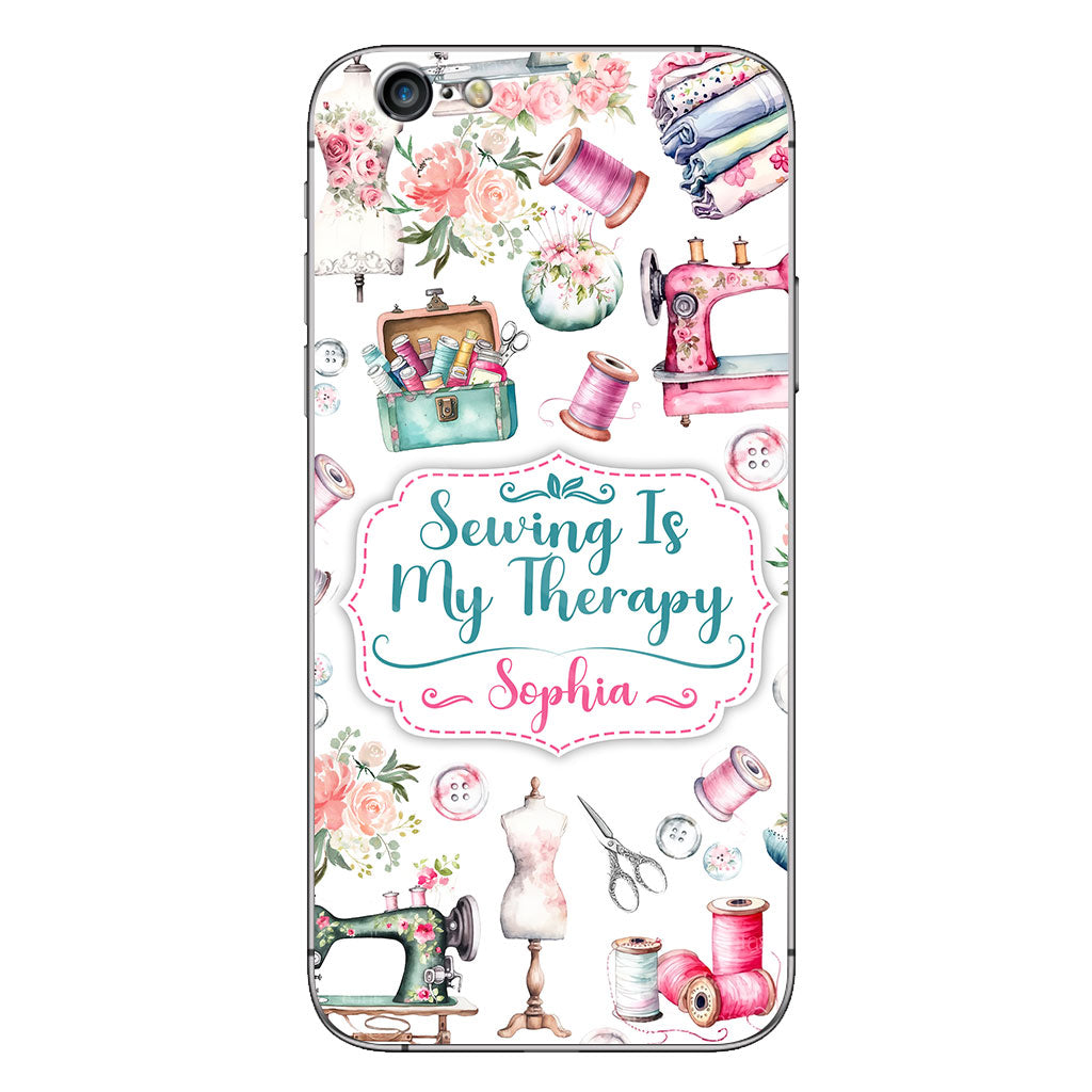 Nähen ist meine Therapie – Personalisierte Handyhülle zum Thema Nähen