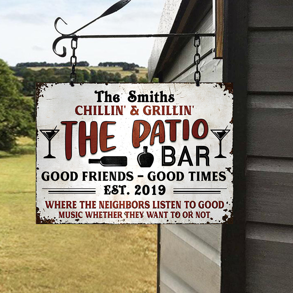 Chilling And Grilling - Personalized Backyard Rectangle Metal Sign
