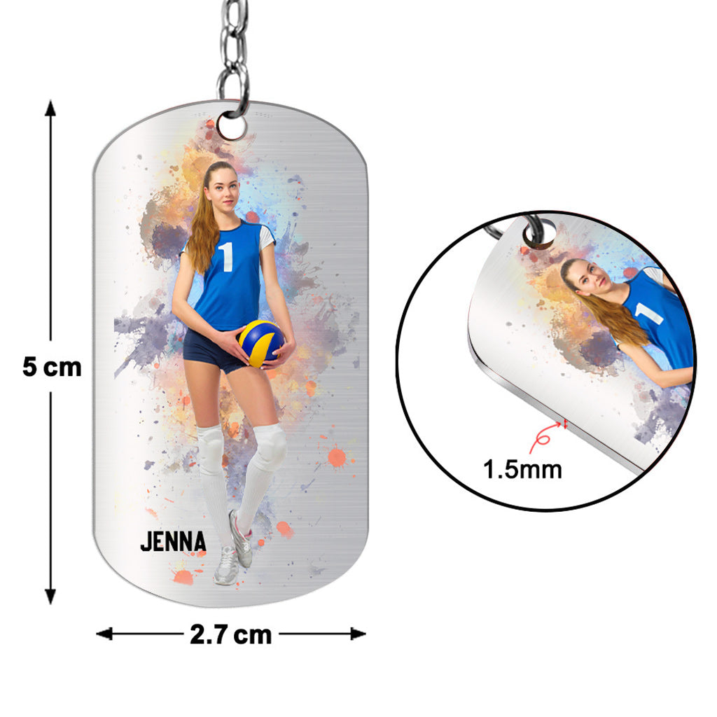 Einfach ein Mädchen mit Zielen – Personalisierter Volleyball-Schlüsselanhänger aus Edelstahl