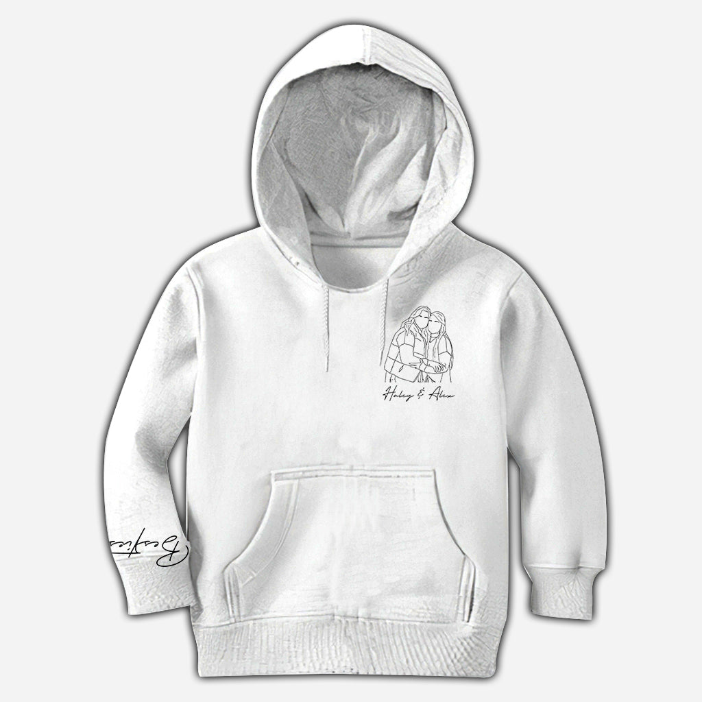 Beste Freundinnen-Strichzeichnung - Personalisiertes Bestie-Shirt mit Allover-Aufdruck