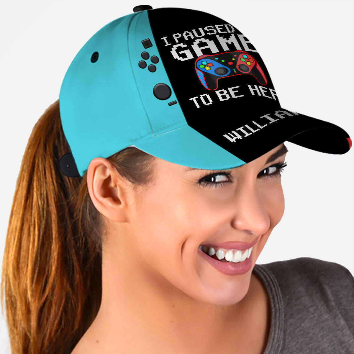 Ich habe mein Spiel pausiert, um hier zu sein – Personalisierte Videospiel-Klassiker-Kappe