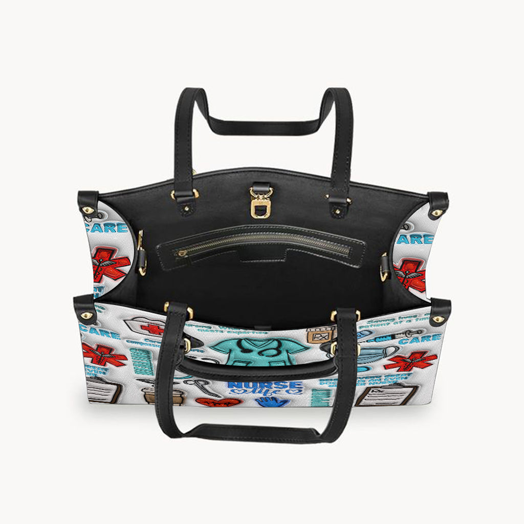 Nurse Life – Personalisierte Lederhandtasche für Krankenschwestern