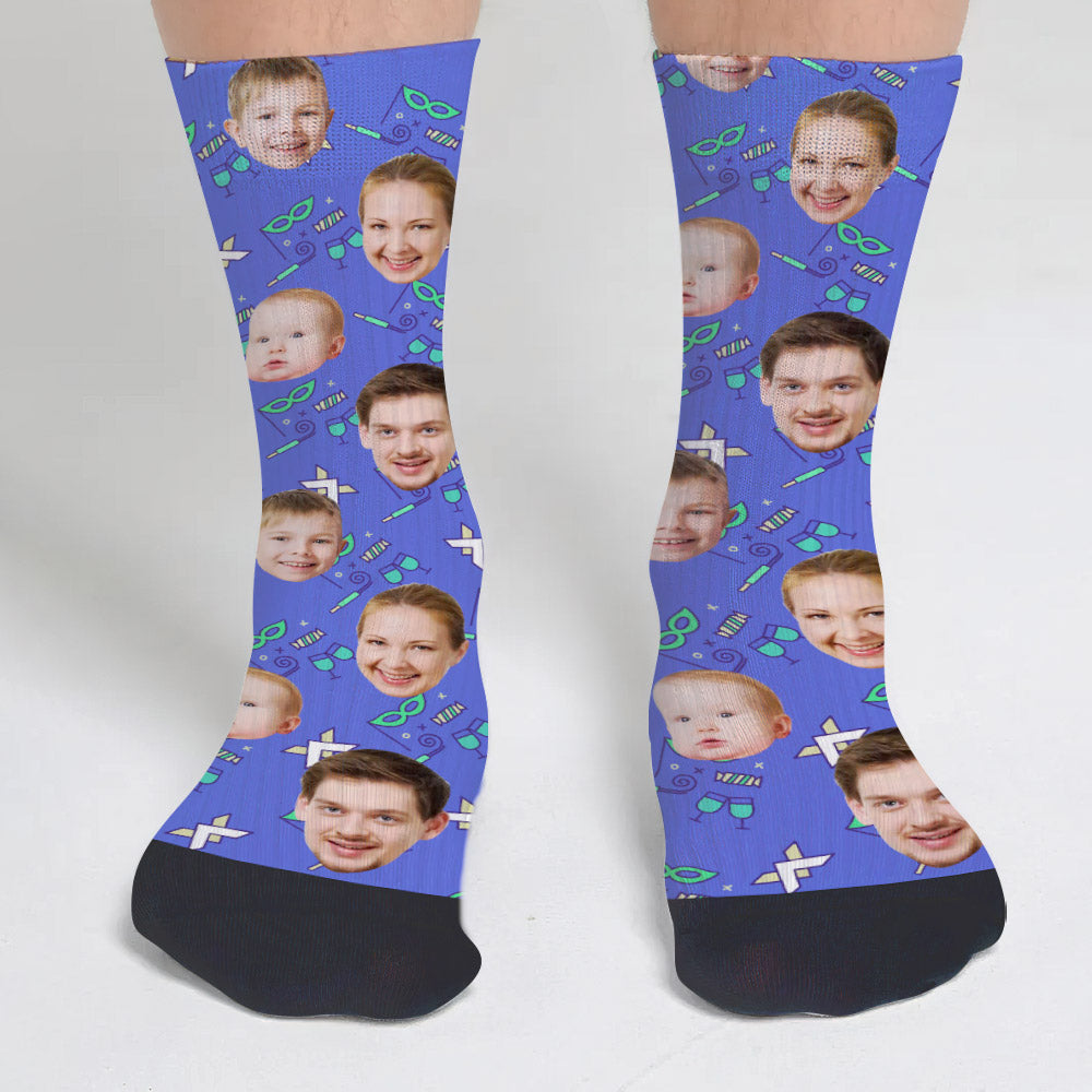 Individuelles Gesichtsmuster für Partys – personalisierte Familiensocken