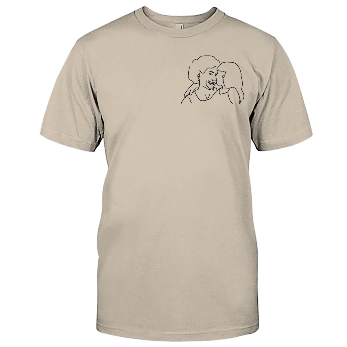Individuelle Linienzeichnung – Personalisiertes, besticktes T-Shirt für Oma