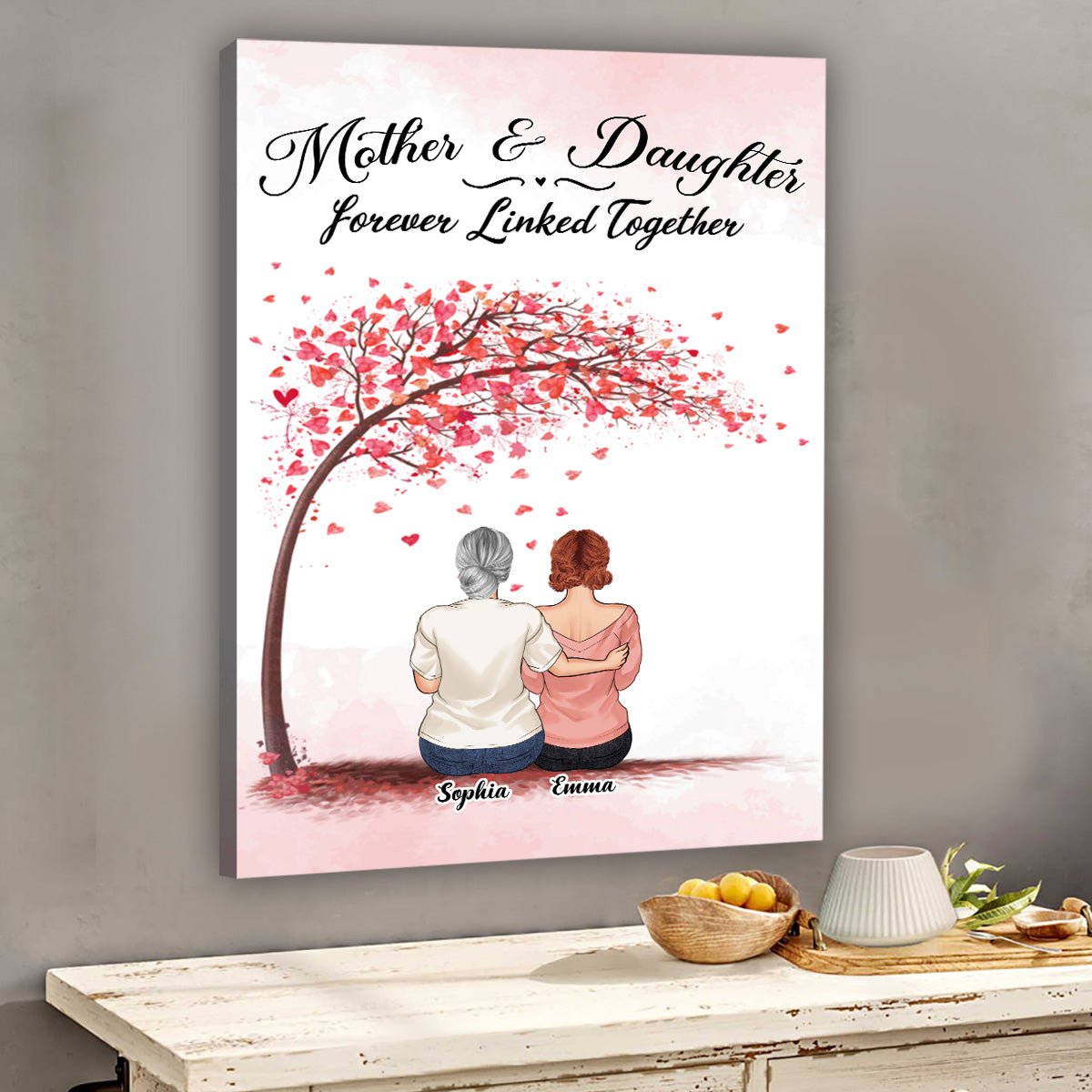 Für immer verbunden – Geschenk für Mama, Tochter, Sohn – Personalisierte Leinwand und Poster