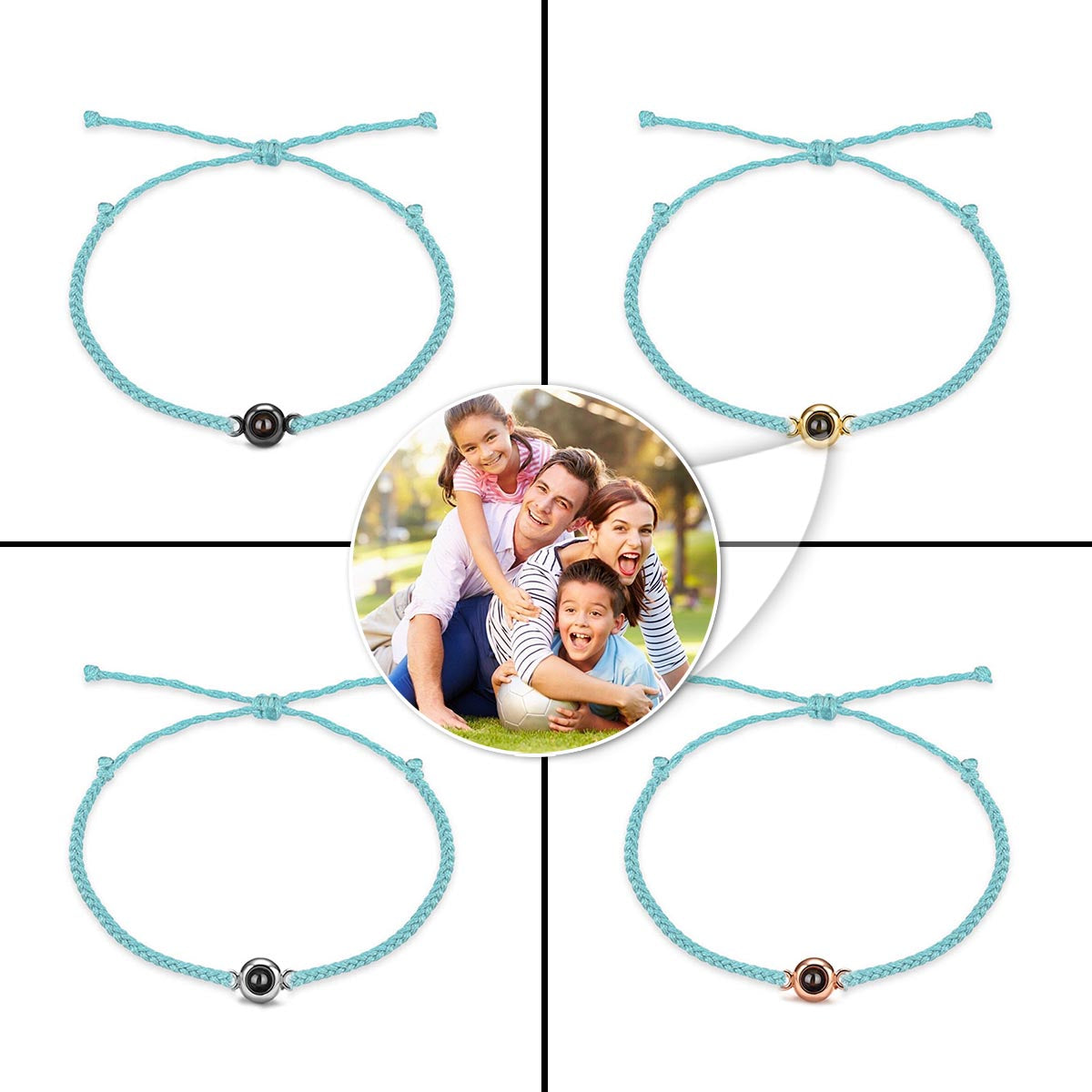 Ich liebe meine Familie – Personalisiertes Armband mit Familienprojektion