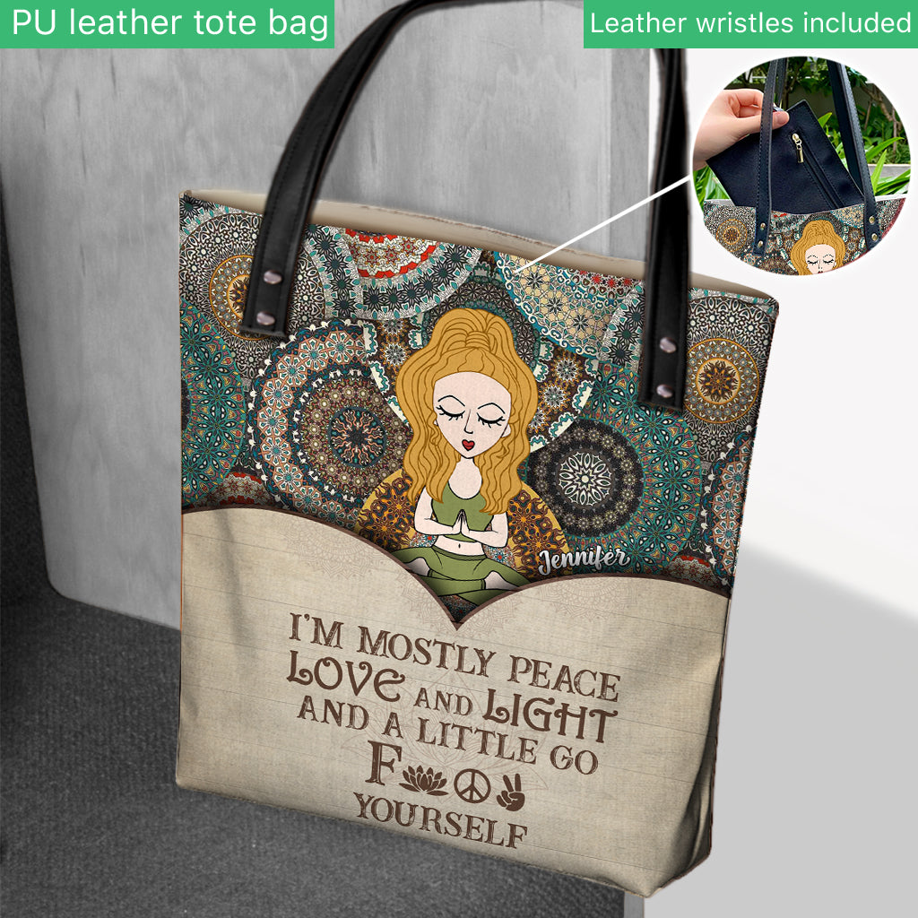 I'm Mostly Peace - Personalized Yoga Tote Bag