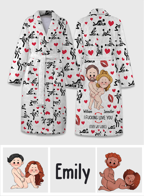 Ich liebe dich - Personalisierter Pyjama-Kimono-Bademantel für Paare