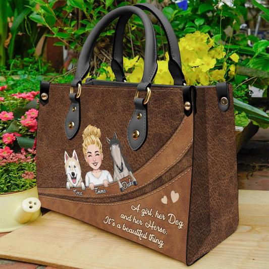 Was für ein wunderschönes Geschenk – Pferde-Geschenk für Hunde- und Katzenliebhaber – Personalisierte Lederhandtasche