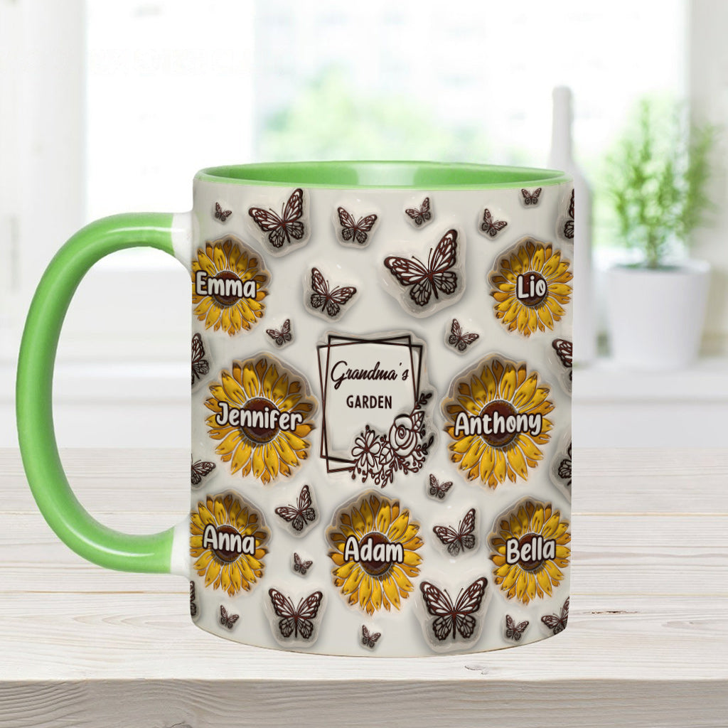 Omas Sonnenblumengarten – Geschenk für Oma – Personalisierte Tasse
