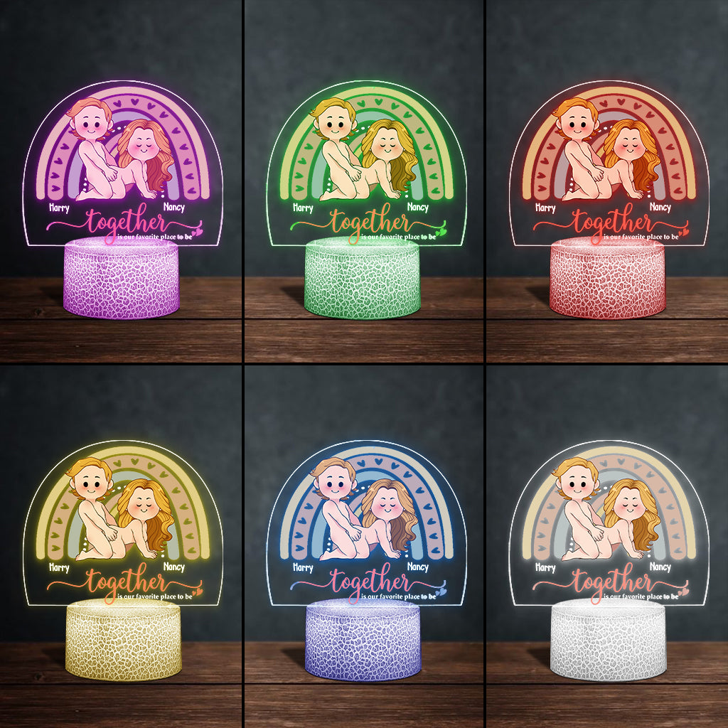 Together Is Our Favorite Place To Be - Personalized Couple Shaped Plaque Light Base