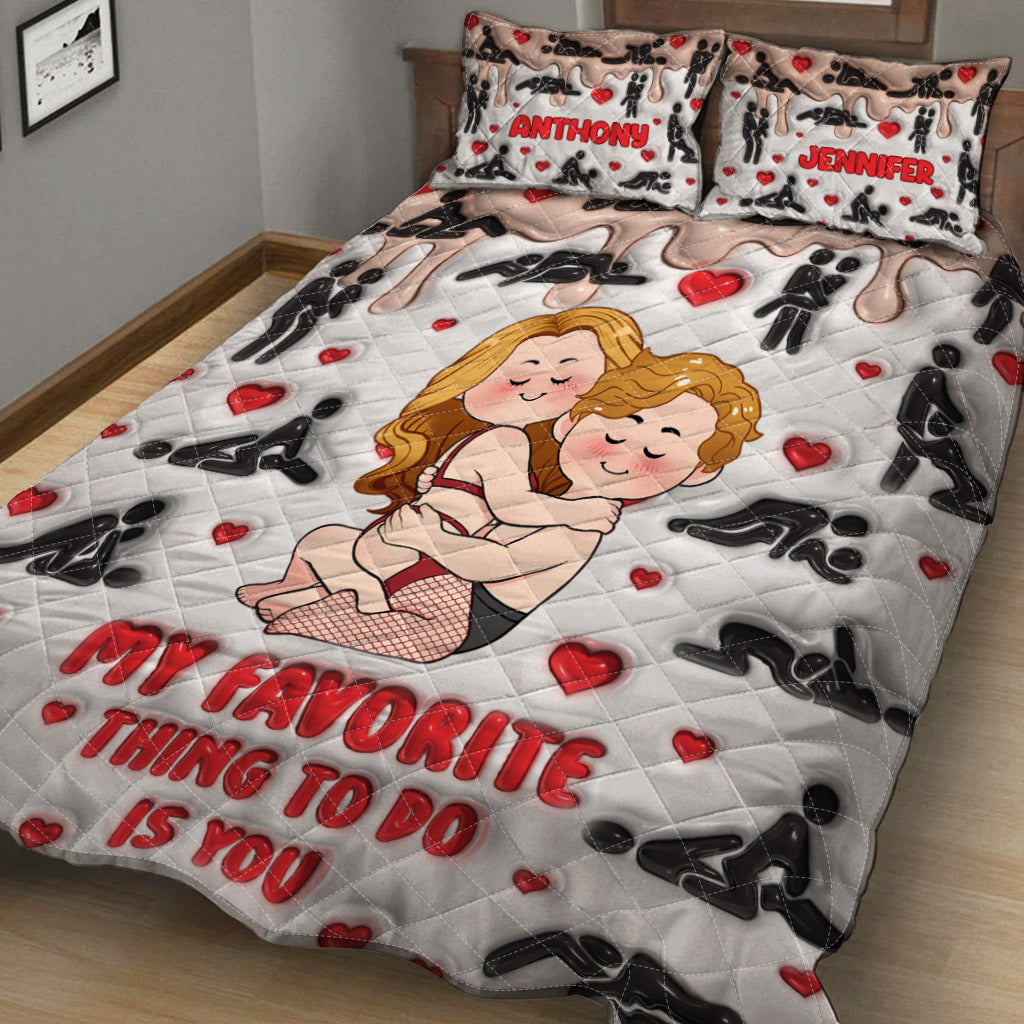 Mein Lieblingshobby ist mit dir – personalisiertes Quilt-Set für Paare