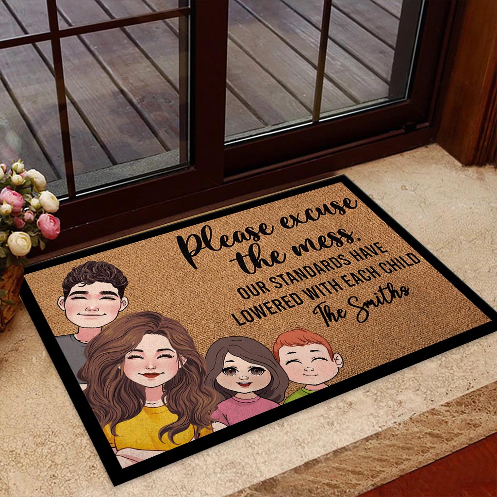 Please Excuse The Mess - Personalized Family Doormat