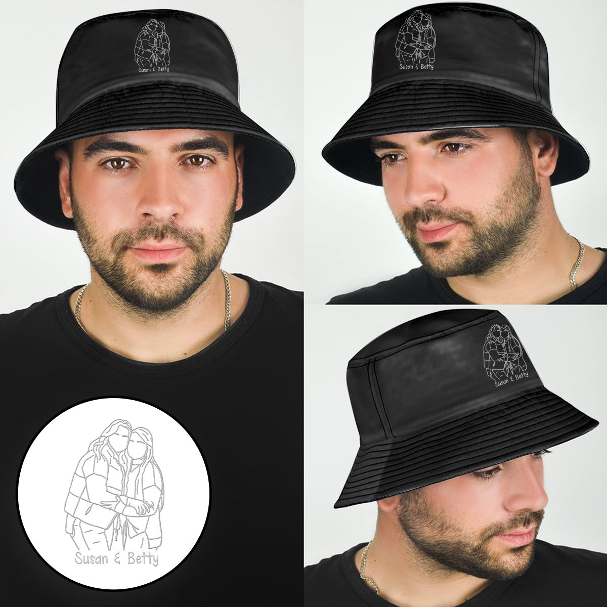 Individuelles Foto – Personalisierter, bestickter Bucket Hat für die beste Freundin