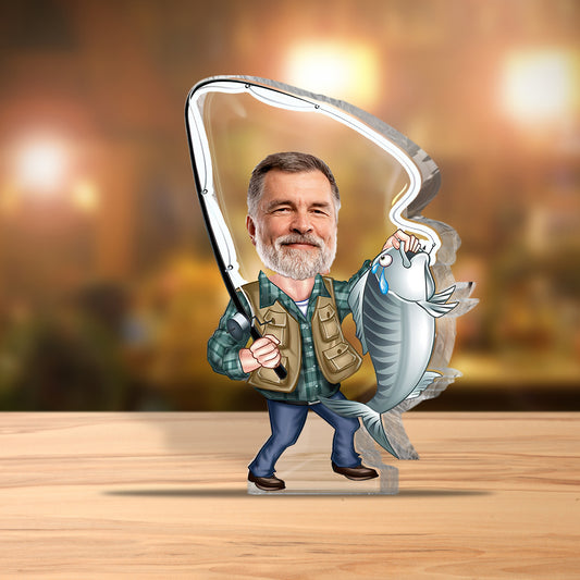 Angelbegeisterung – Personalisierte Acrylplakette in individueller Angelform