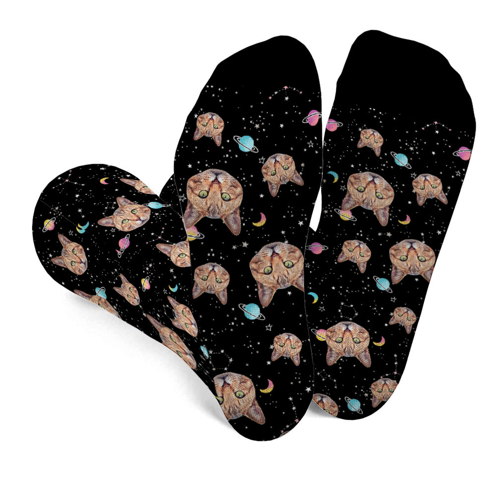 Custom Face Galaxy – Personalisierte Katzensocken