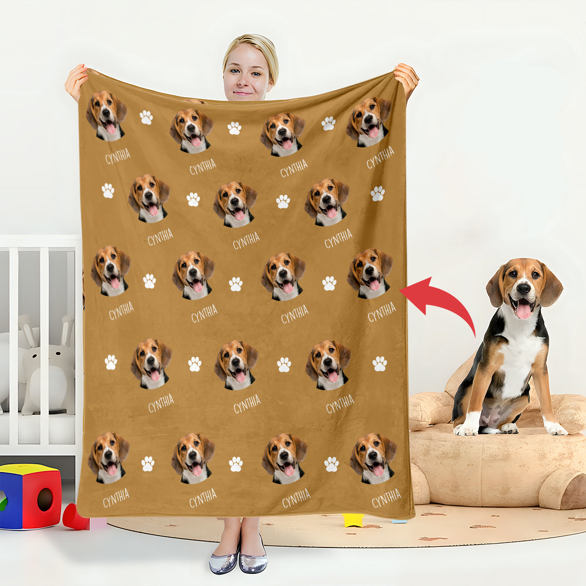 Custom Dog Face - Personalized Dog Blanket