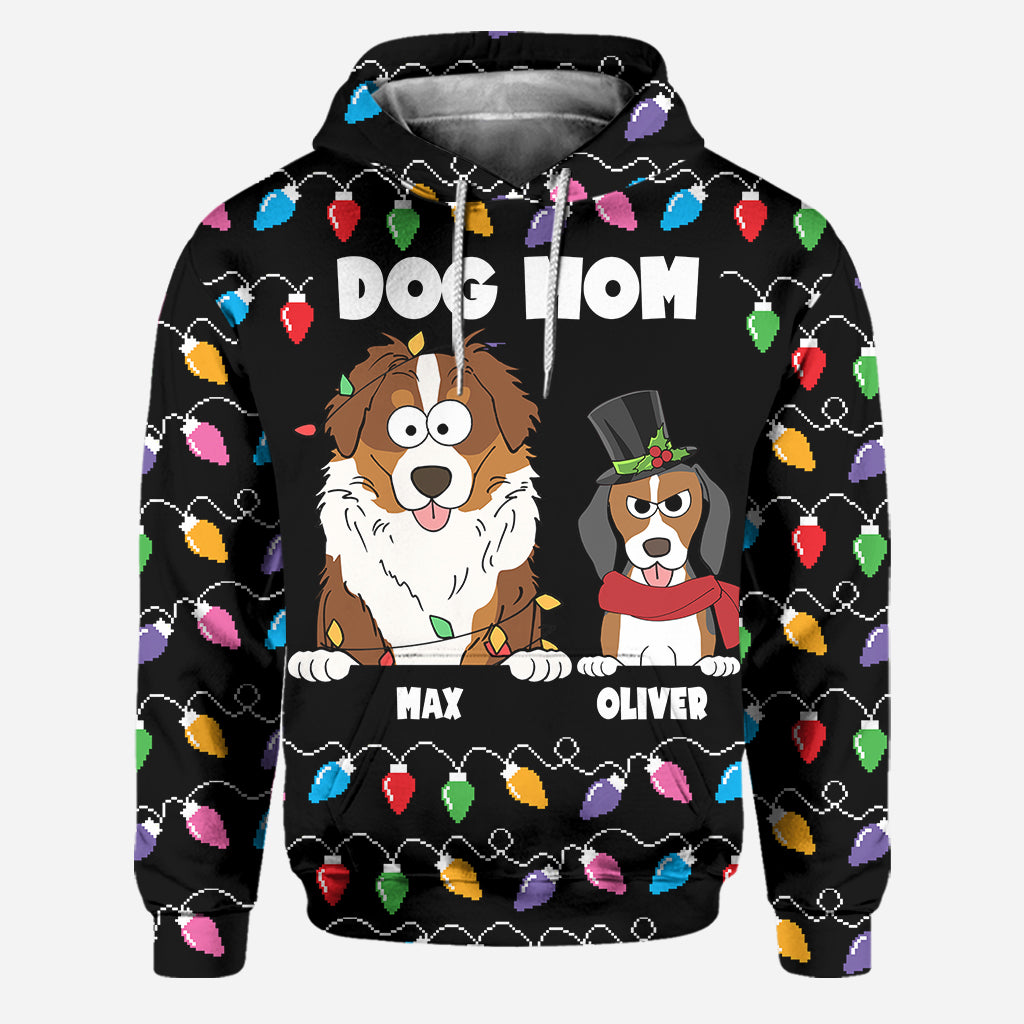 Bunte Weihnachtsbeleuchtung für Haustiere – personalisierter Hunde-Hoodie und Leggings