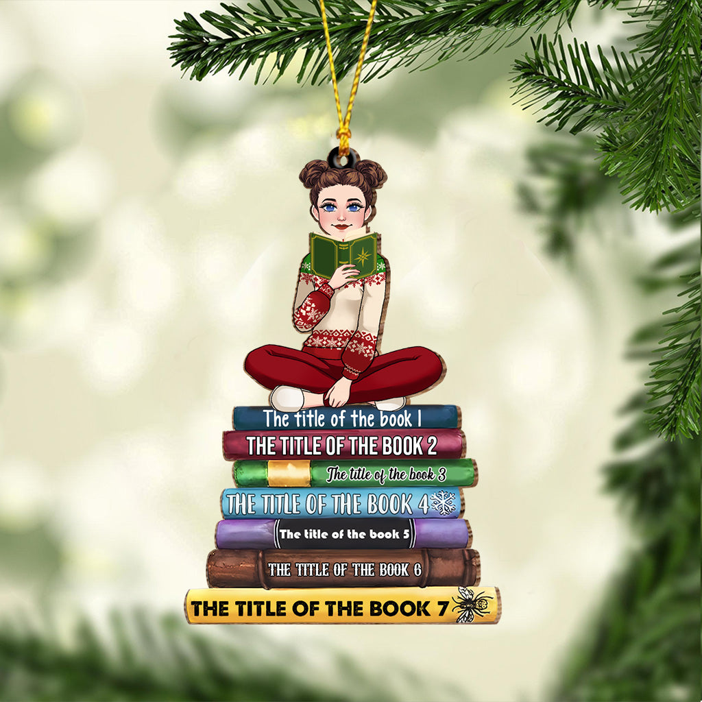 Bookstack with Custom Titles - Personalized Book Ornament