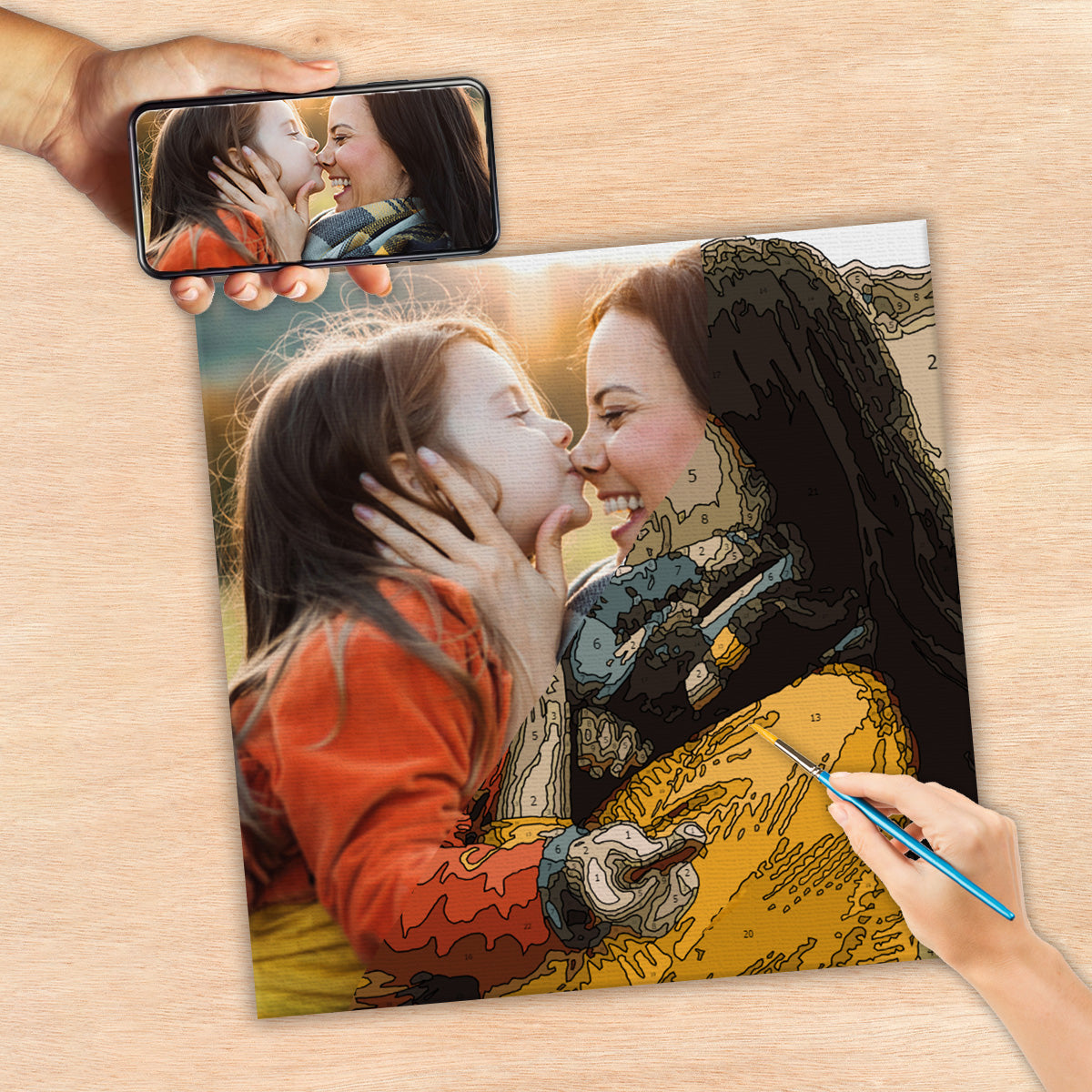 Benutzerdefiniertes Foto – Personalisiertes Malen-nach-Zahlen-Set für Mütter