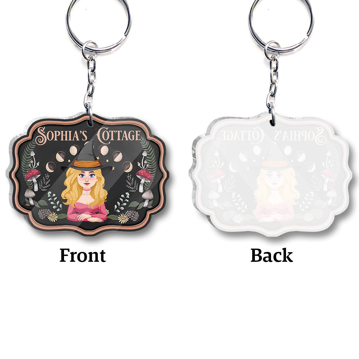 Witch's Cottage - Personalized Witch Keychain
