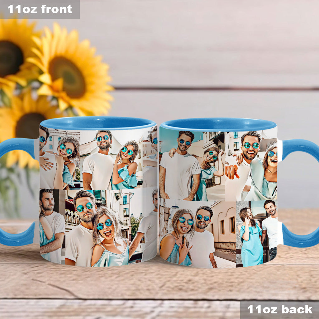 Cartoon-Fotocollage – Geschenk für Freund, Freundin, Ehefrau, Ehemann – Personalisierte Tasse