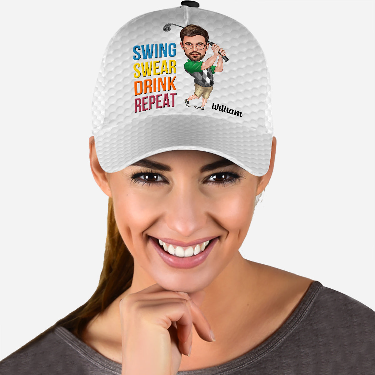 Swing Swear Drink Repeat - Personalized Golf Classic Cap